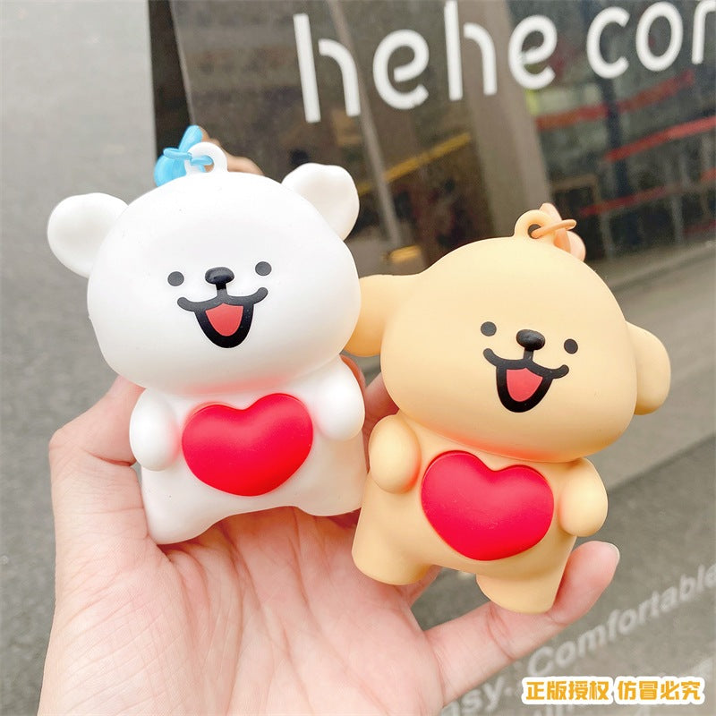 【冉紅】現貨 線條小狗 鑰匙圈 鑰匙扣 發射愛心繫列 掛件 吊飾 情侶 送禮 商品圖片 2