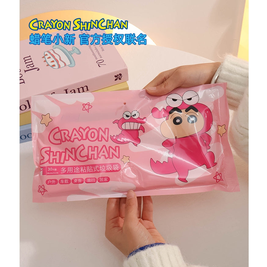 【瑞錦】正版現貨 蠟筆小新 粘貼式清潔袋 垃圾袋 30個裝 塑膠袋 貼桌面 貼車上 貼墻面 廚房 洗手間 清潔用品 商品圖片 2