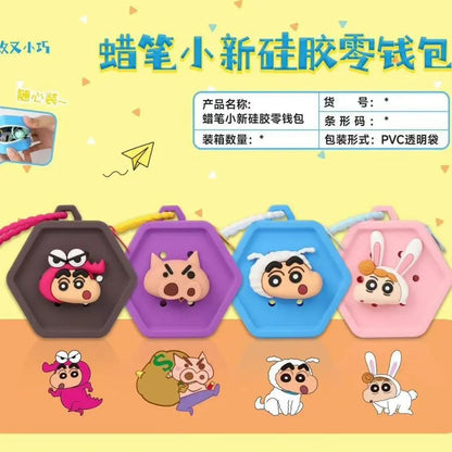 【魔卡丘】正版現貨 蠟筆小新 零錢包 耳機包 收納包 左衛門 妮妮 硅膠包包 掛件 吊飾 耐髒易清洗摔不壞 商品圖片 4