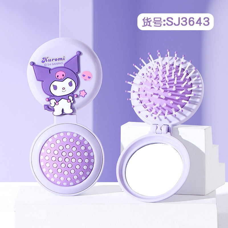 【包包寶】現貨 三麗鷗 梳子 美髮梳 迷你摺疊 氣囊 按摩梳 隨身化妝鏡 可愛少女 送禮 規格圖片 1