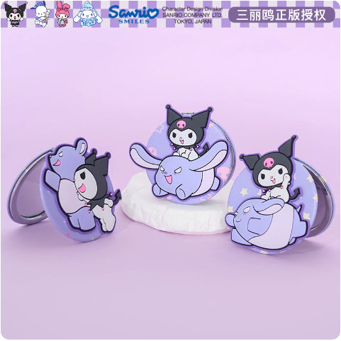【包包寶】現貨 三麗鷗 摺疊鏡子 庫洛米 玉桂狗 化妝鏡 迷你便攜隨身雙面鏡 送禮 規格圖片 1